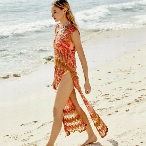 Free People Into The Flames Crochet Maxi Tunic - Picture 6 of 6